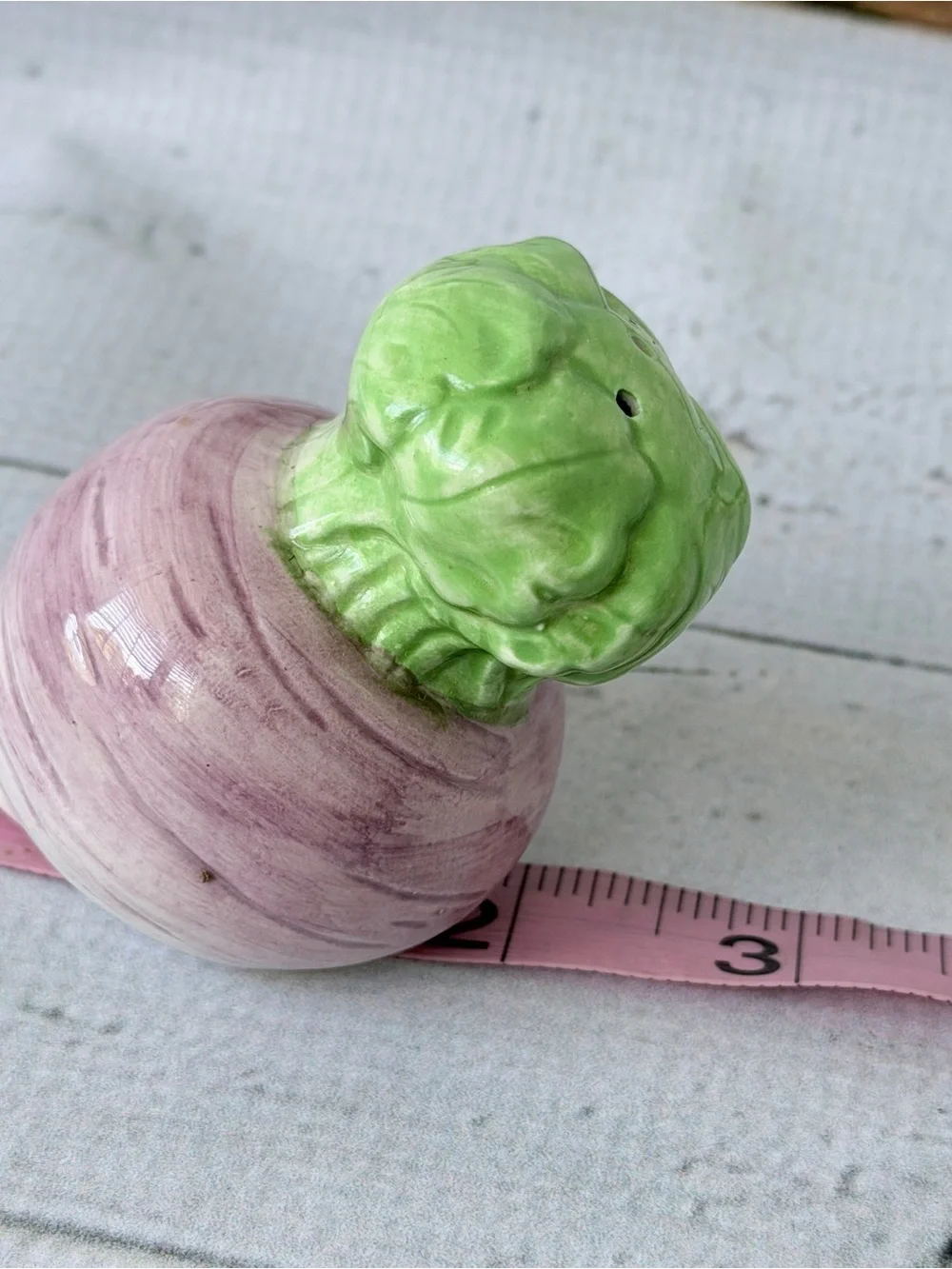 Ceramic Radish Salt and Pepper Shaker Set with Leaf Tray - Pink Green
